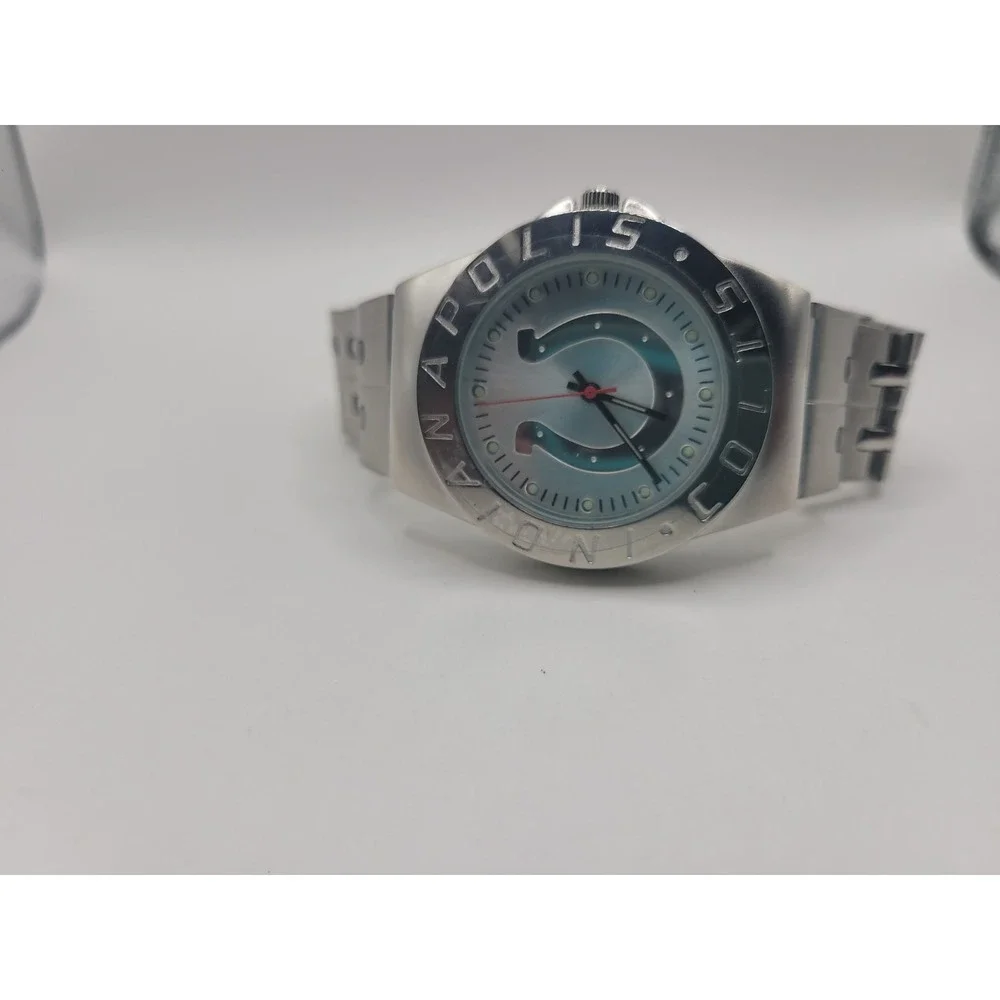 Indianapolis Colts NFL Watch Silver Tone Horseshoe Logo Quartz Wristwatch